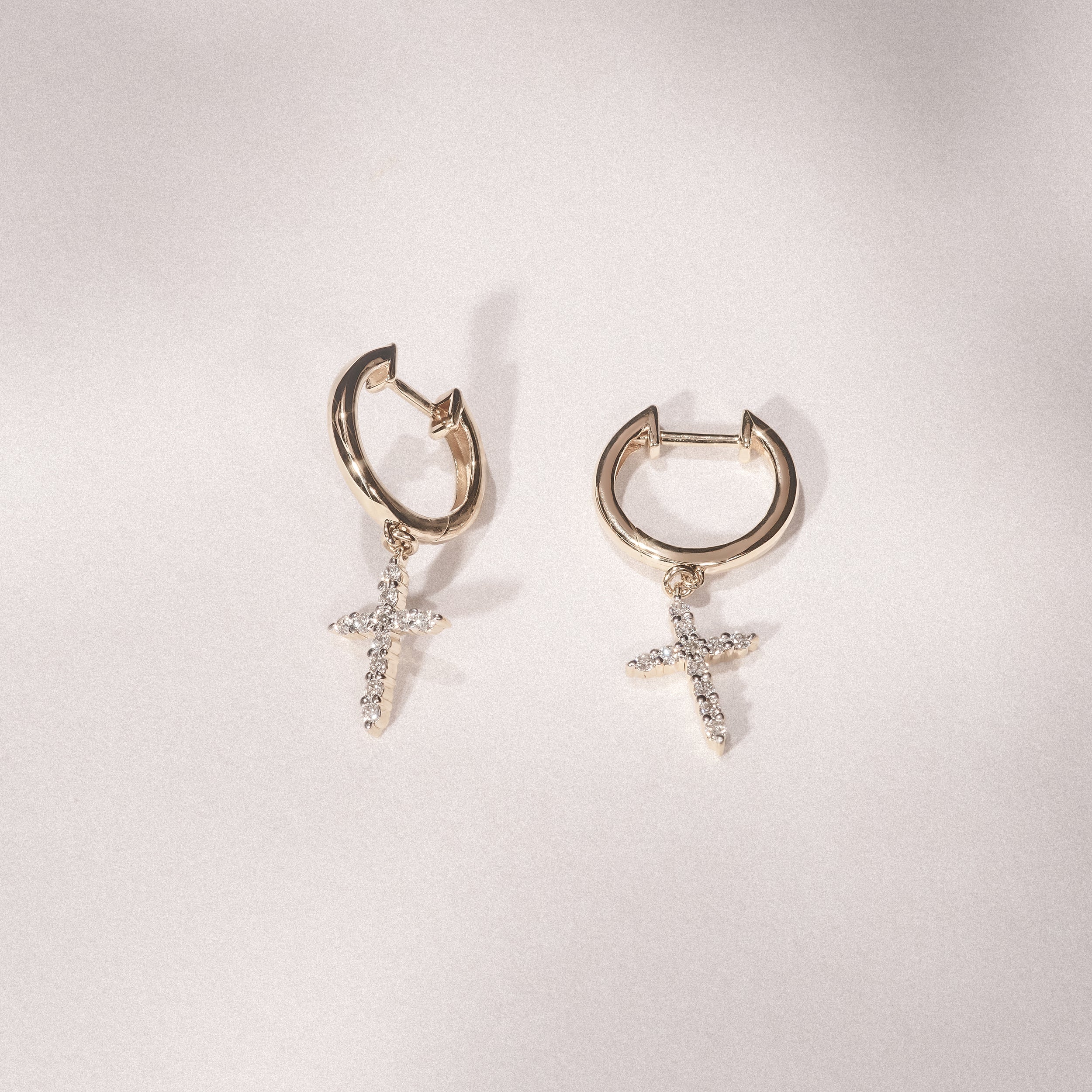 Stellato Cross Hoop 0.24ct H/SI Round Cut Lab Diamond Earrings in 18K Gold Vermeil